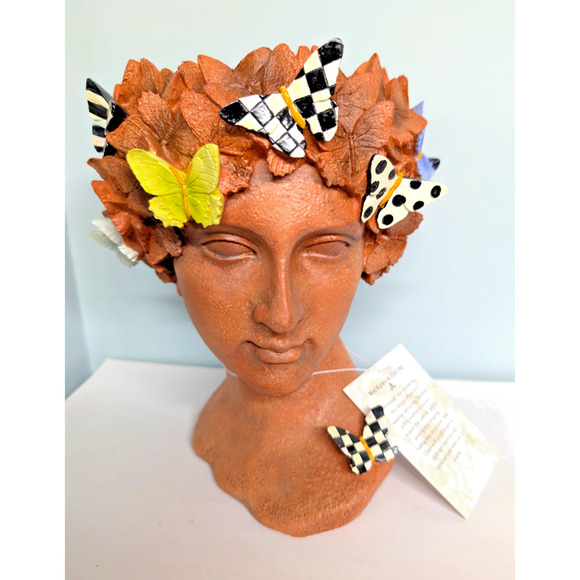 MacKenzie Childs Peresphone Butterfly Head Bust Planter Small 11" Tall - Picture 2 of 8